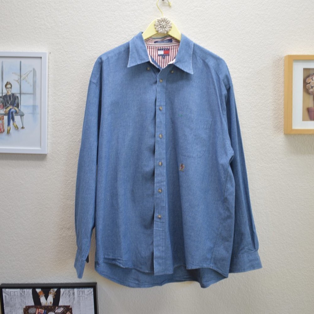 Vintage Tommy Hilfiger Chambray Long Sleeve  Shirt